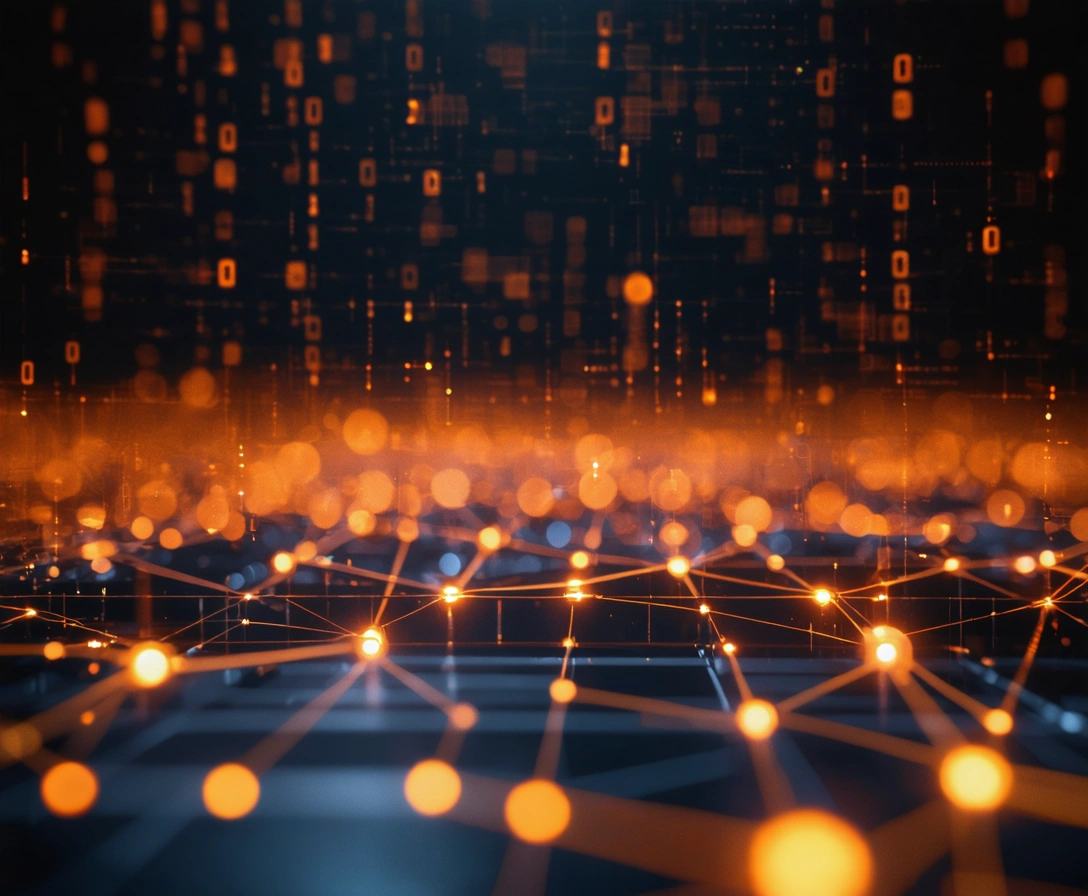 Glowing network grid under constant surveillance for cybersecurity