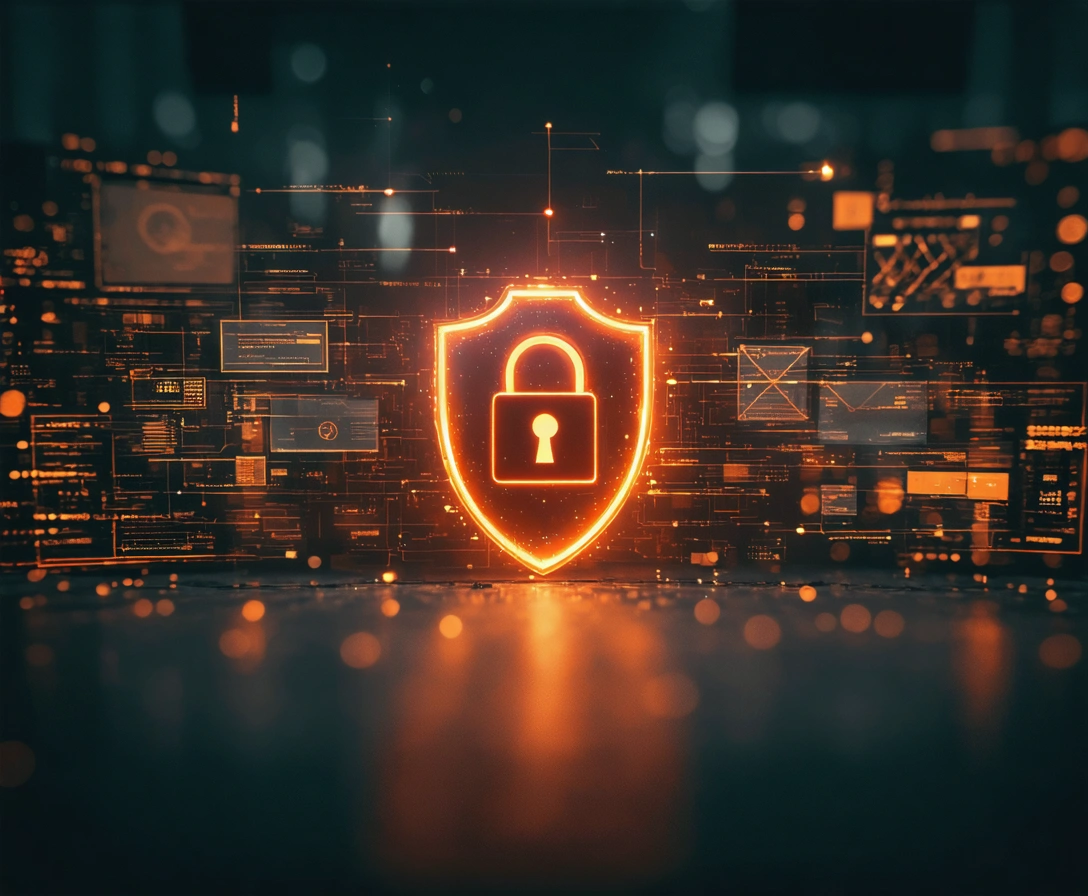 rotonda-west-p-2-1 Digital security symbols over a dark background with orange accents