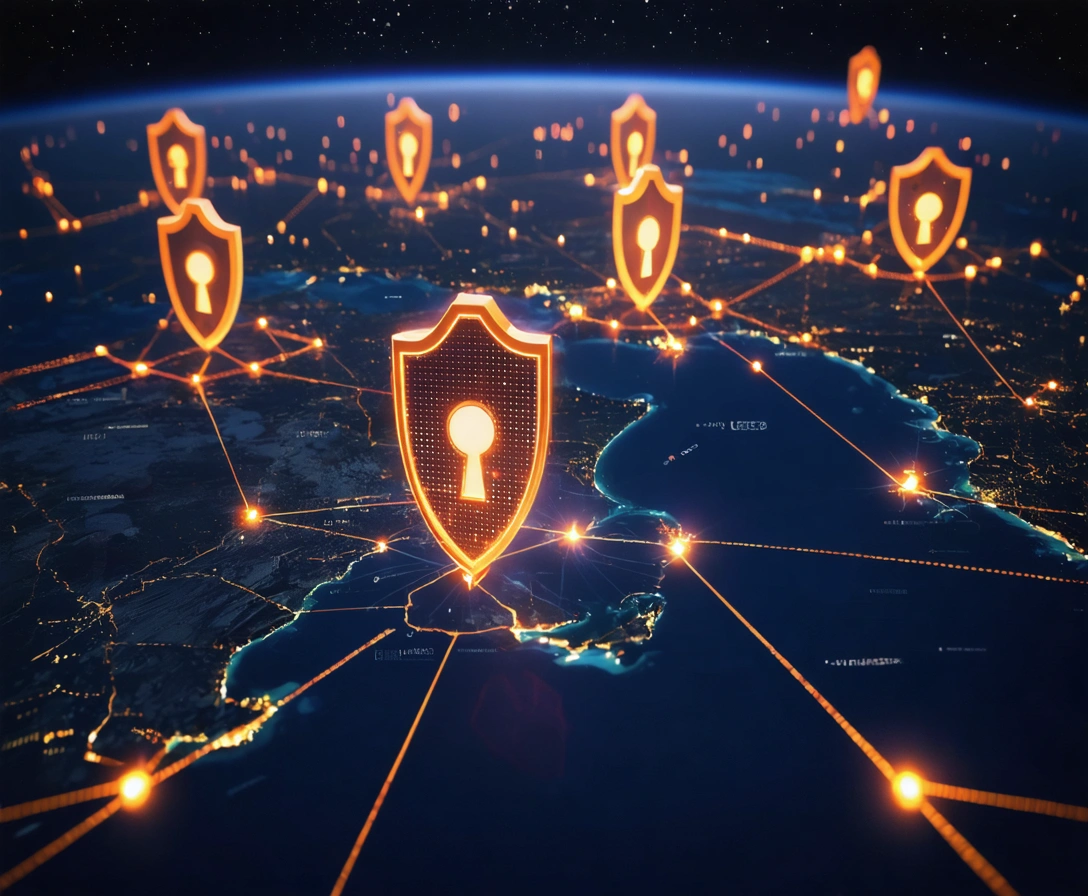 service-area-intro-p-1-2 Cybersecurity team connected through secure digital networks over Florida