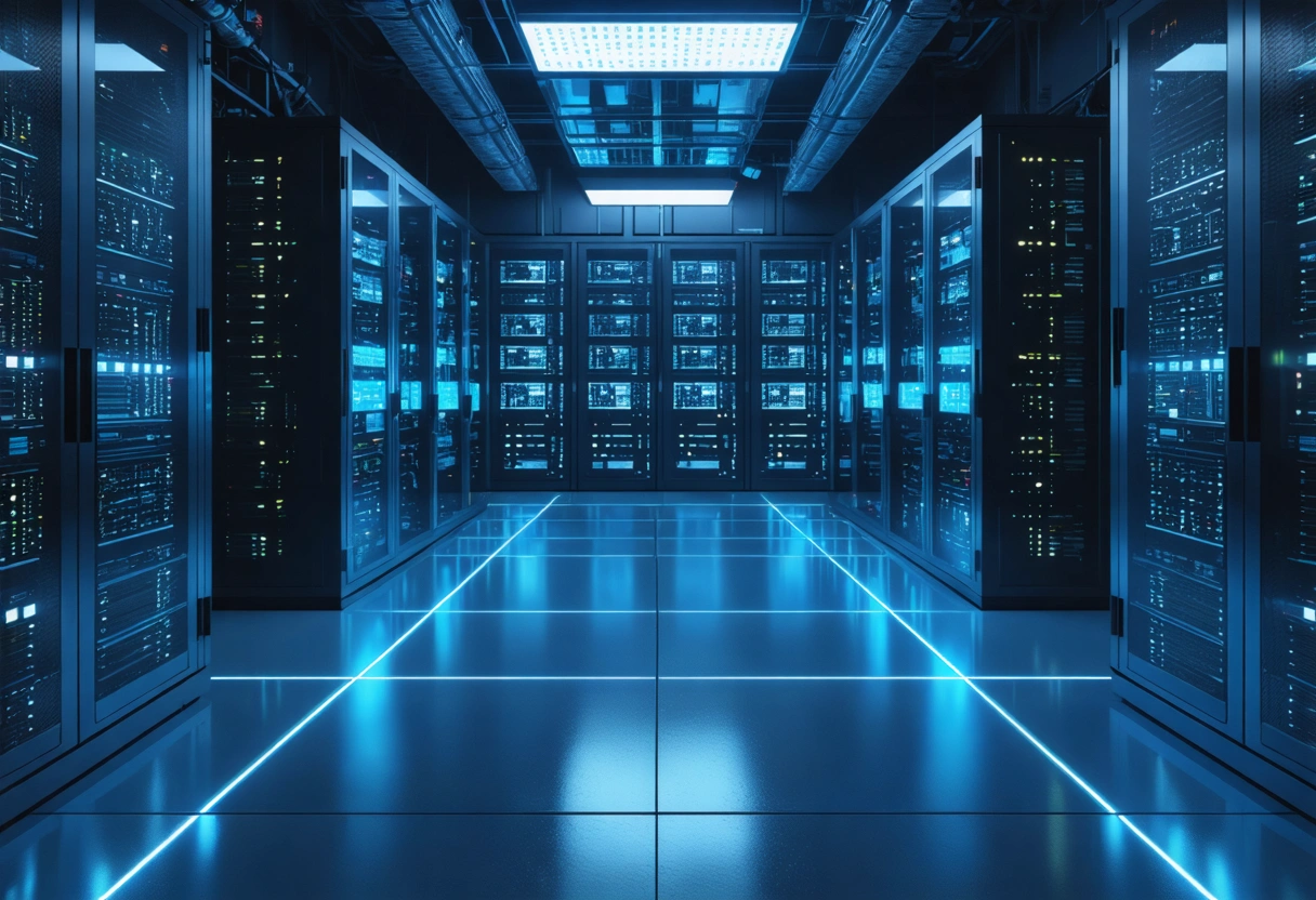 IT professional monitoring security systems on multiple screens