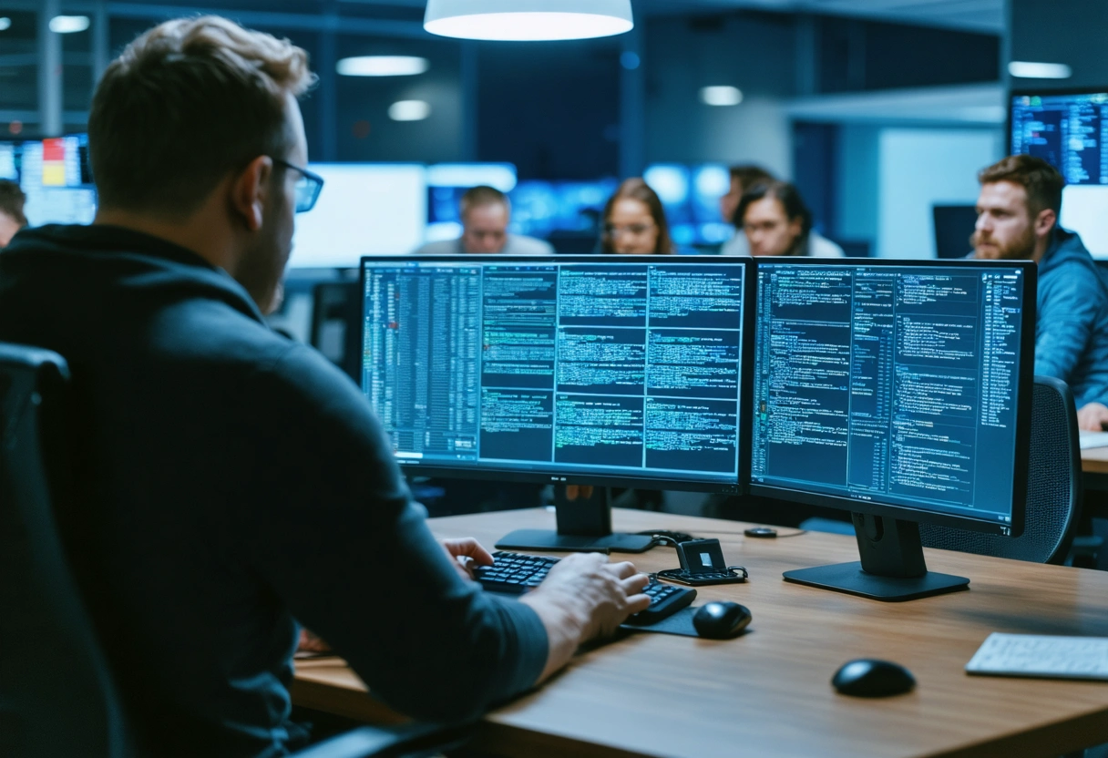 A cybersecurity expert conducting a phishing simulation exercise with employees, using realistic email scenarios on