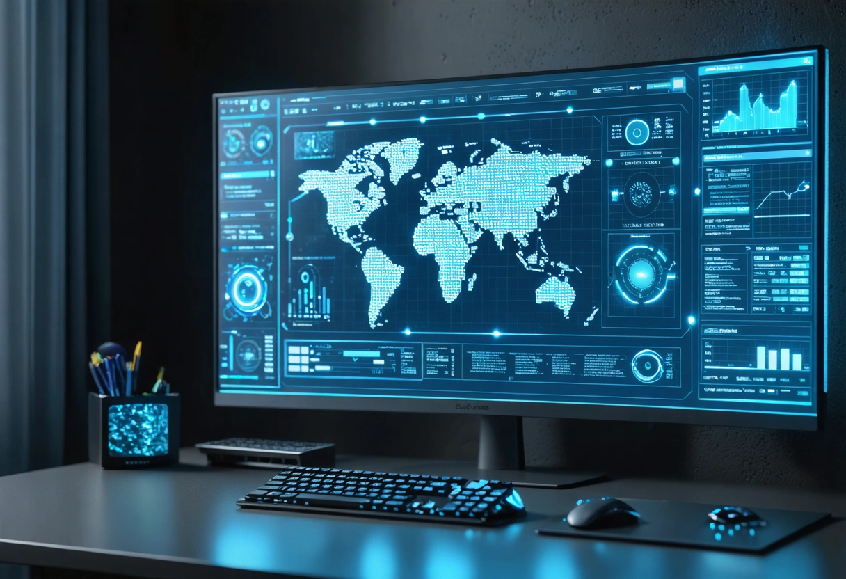 Intrusion Detection System interface on computer screen in home office