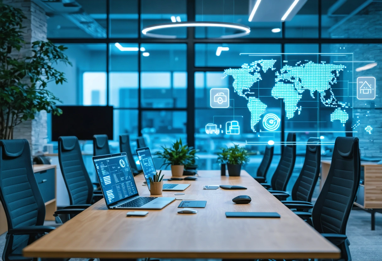 Employees using real-time threat detection systems in daily tasks