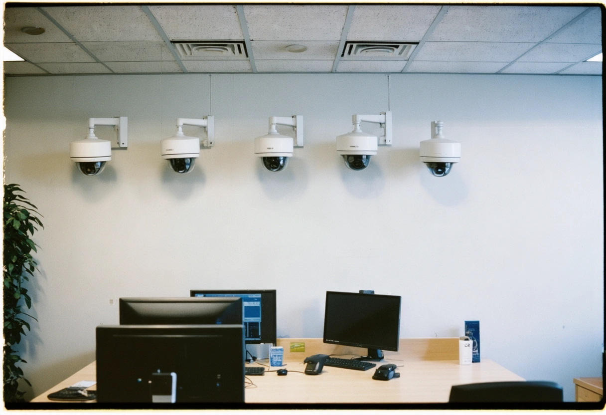 a-small-business-office-with-modern-0L1ne2.webp Modern office with video surveillance cameras, bright lighting, and secure atmosphere for small businesses.