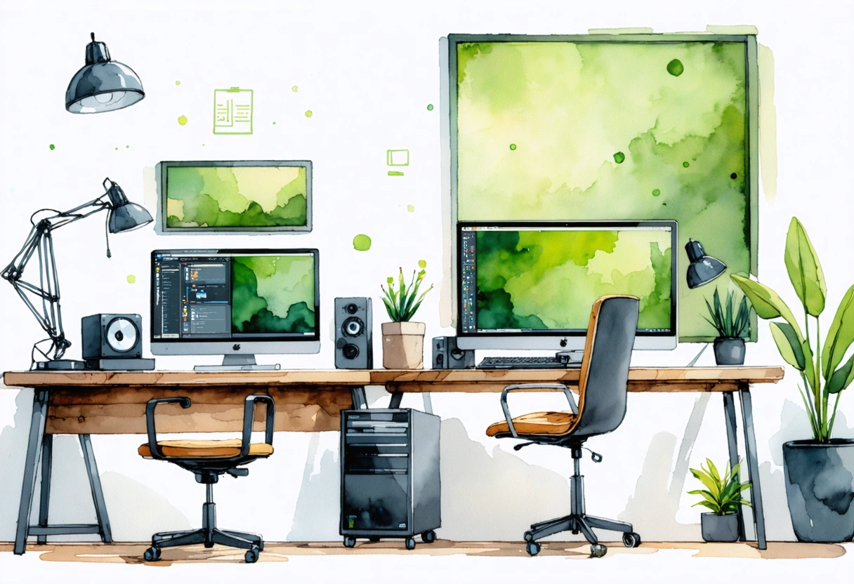 Evolving home office with upgraded hardware and organized security features.