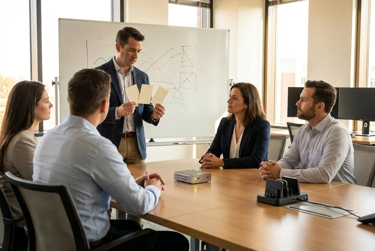 Owner and consultant evaluating practical AI security adoption with oversight tools