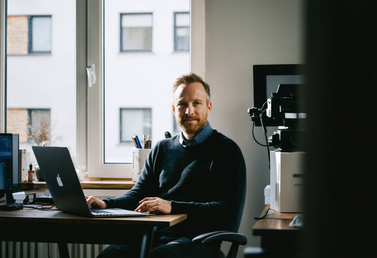 Remote worker and advisor in home office with identity verification cues