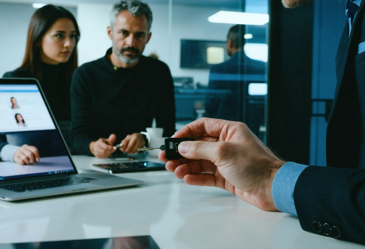 Small business office scene with hardware keys and phishing-resistant authentication devices