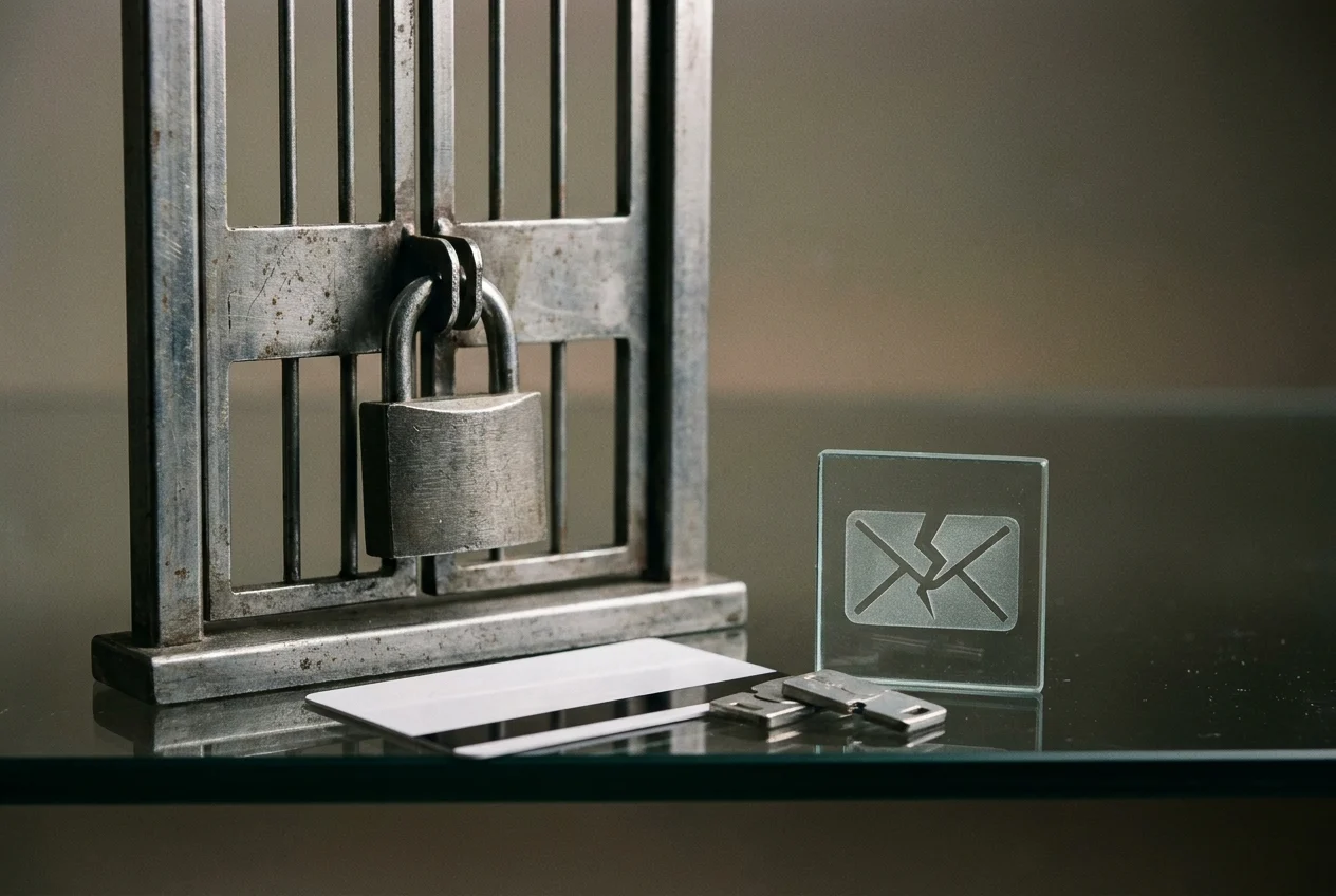 Small business security planning corner with blank checklist and dated fixed controls